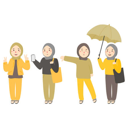 Muslim women wearing hijabのイラスト素材