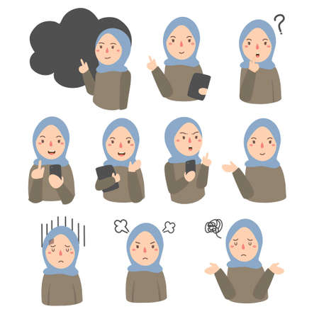 Illustration of young muslim women wearing hijabのイラスト素材