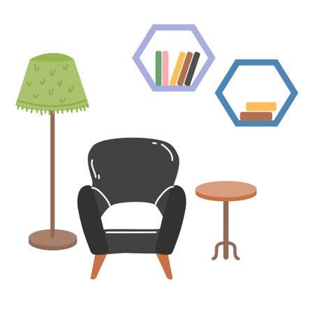living room interior in trendyのイラスト素材