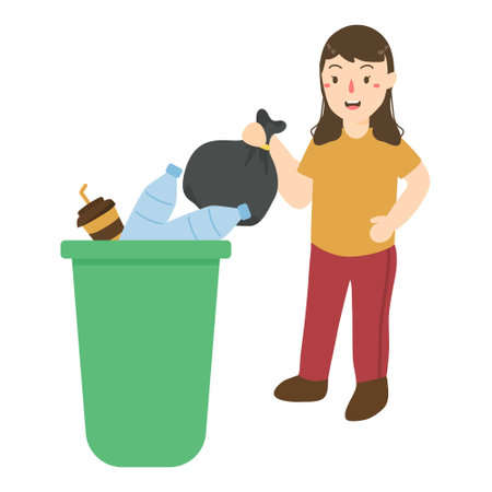 People placing reusable waste into dumpsterのイラスト素材