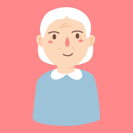 elderly woman various facial expressionsのイラスト素材