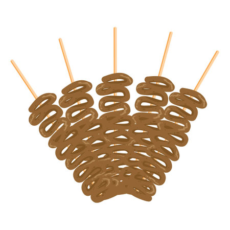 Indonesian street food, Chicken intestine satay (Sate Usus Ayam)のイラスト素材