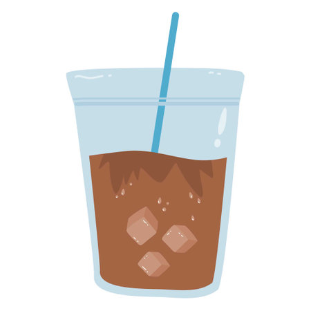plastic cup of tea with ice cubes sweetのイラスト素材