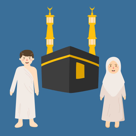 people in hajj pilgrimage illustrationのイラスト素材