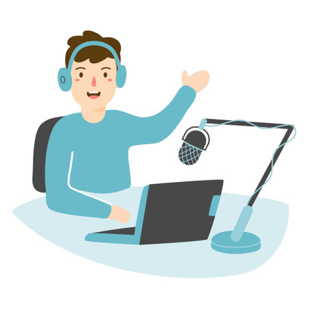 podcast concept with charactersのイラスト素材