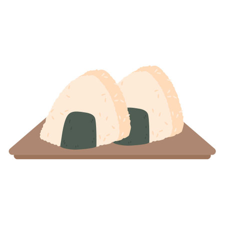japanese onigiri sushi rice bowl iconのイラスト素材