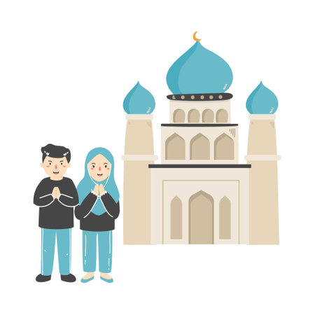 couple people muslim illustrationのイラスト素材