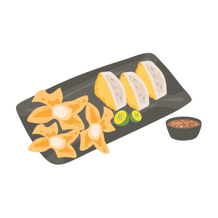 batagor baso tahu with peanut sauceのイラスト素材