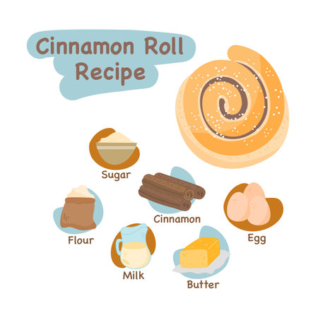 hand drawn cinnamon roll illustration recipe conceptのイラスト素材