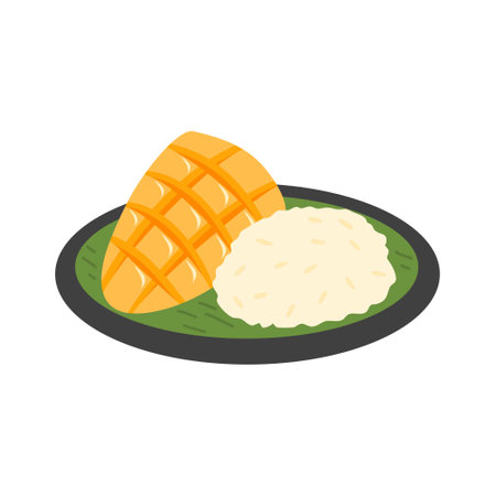 mango sticky rice asian foodのイラスト素材