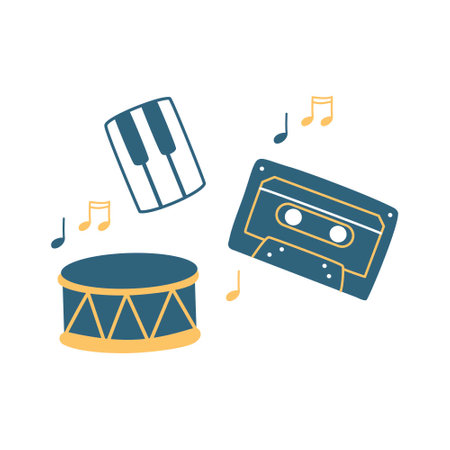 hand drawn world music day celebrationのイラスト素材