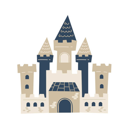 fairytale castle hand drawn styleのイラスト素材