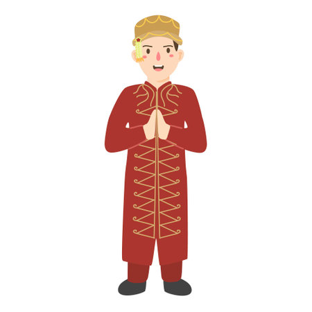 betawi or jakarta traditional cloth illustrationのイラスト素材