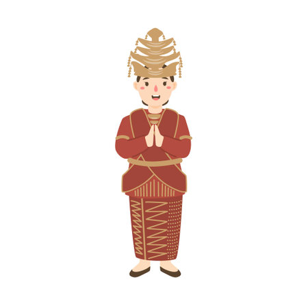 woman wear north sumatra or batak traditional clothesのイラスト素材