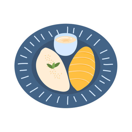 thai mango with sticky riceのイラスト素材