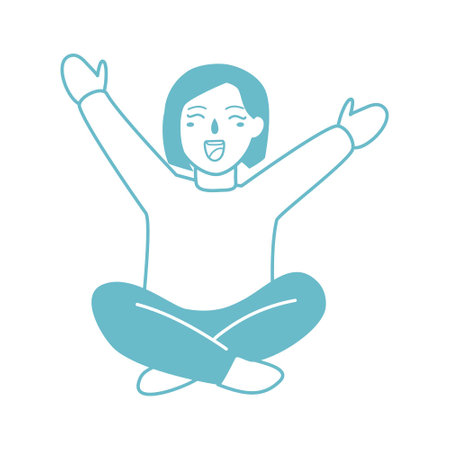 girl sitting happy gesture illustrationのイラスト素材