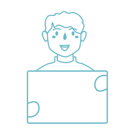 people holding banner art lineのイラスト素材