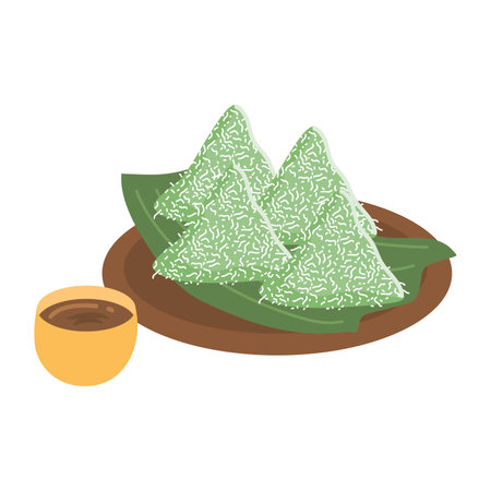 lupis cake or kue lapis traditional indonesian foodのイラスト素材