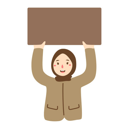 women civil servants holding blank boardのイラスト素材
