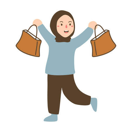 people carrying shopping bags illustrationのイラスト素材