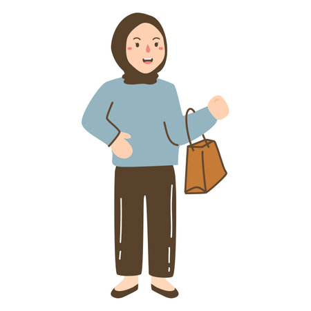 happy people carrying shopping bagsのイラスト素材