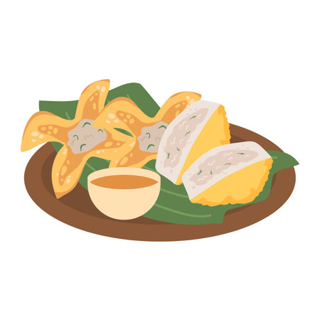 Baso Tahu Goreng or Batagor, Bandung Popular Street Food Snackのイラスト素材