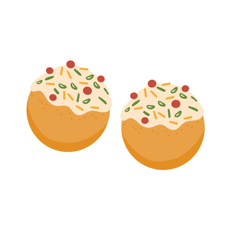 Dahi Batata Puri Popular Indian Street Foodのイラスト素材