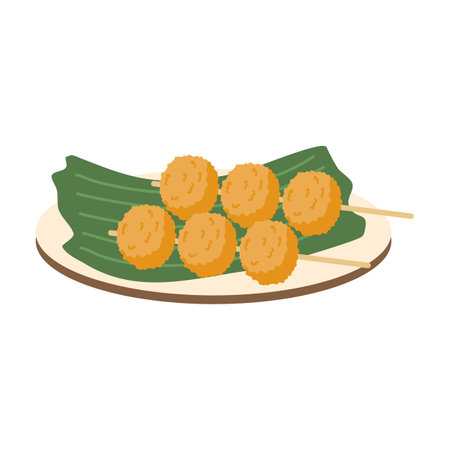 Japanese food, Tsukune chicken ball illustrationのイラスト素材