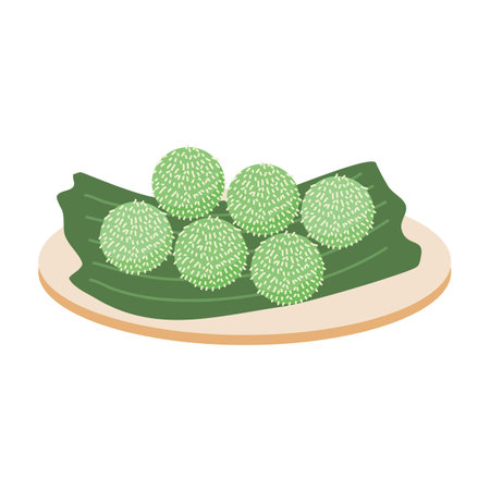 Klepon is Indonesian popular traditional snack illustrationのイラスト素材
