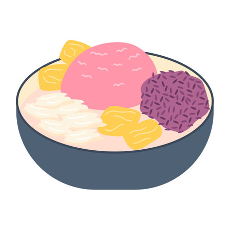 Es Goyobod, Mixed Ice Made from Coconut Milk with Various Toppingのイラスト素材