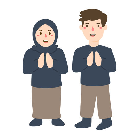 Muslim greeting eid mubarak illustrationのイラスト素材
