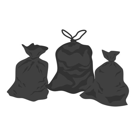 Pile of Black Garbage Bags  illustrationのイラスト素材