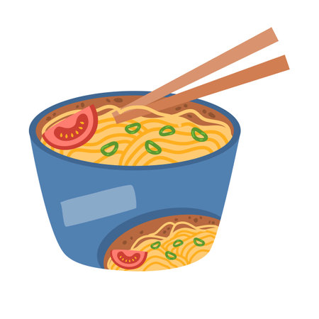 Instant Noodles in a Cup with Chopsticks illustrationのイラスト素材