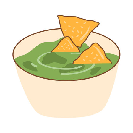 Hummus and Guacamole with Tortilla Chipsのイラスト素材