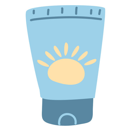 Sunscreen products in flat style. SPF cream