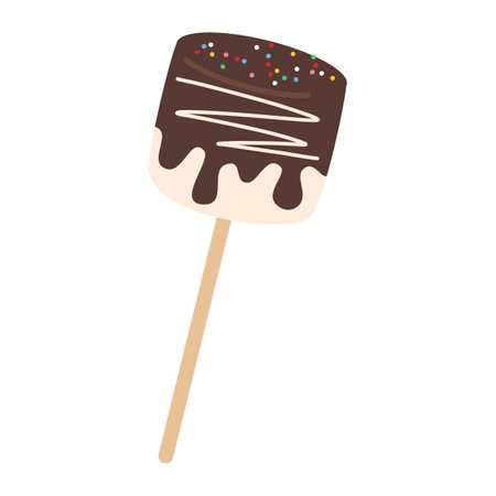 Delicious Marshmallows Covered with Chocolate on Sticksのイラスト素材