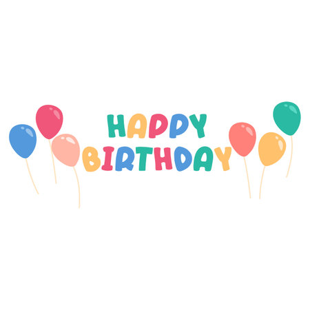 create a festive mood for a birthday celebration, with a cheerful message of happiness in the centerのイラスト素材