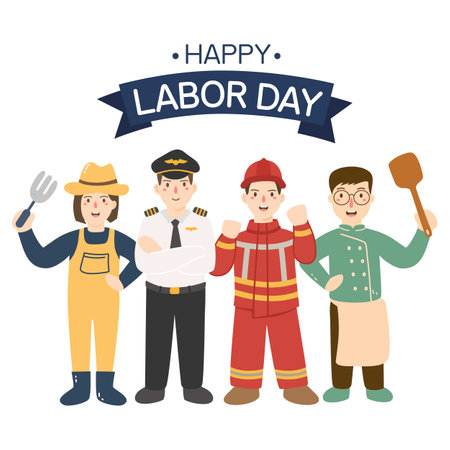 People of Various Occupations, Labor Day Conceptのイラスト素材