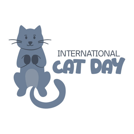 Happy International Cat Day illustrationのイラスト素材