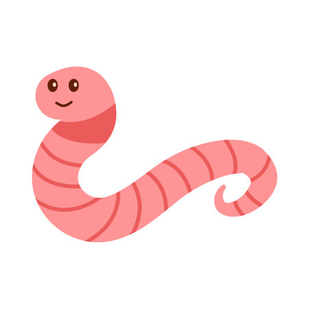 Cute cartoon worms in playful poses