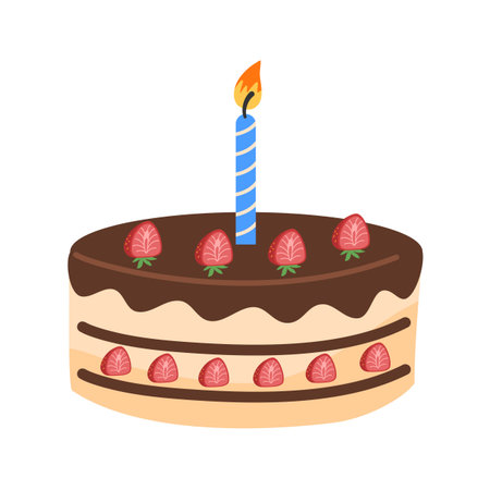 Cartoon Birthday Cake, Birthday Cake Multi color illustration