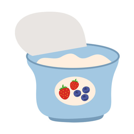 Berries Yogurt Cup, breakfast, dessertのイラスト素材
