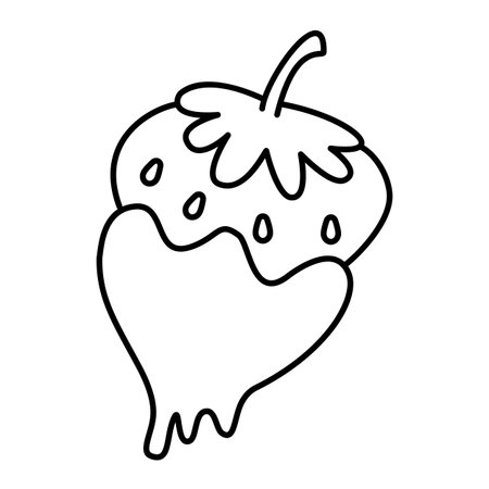 Chocolate Covered Strawberry outline coloring pageのイラスト素材
