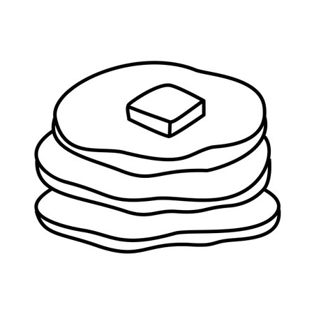 Pancakes doodle, Pancakes with Syrup Food Outlineのイラスト素材