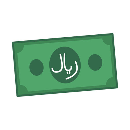 saudi riyal bill paper currency illustration