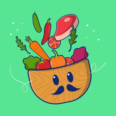 vegetables bowl icon vectorのイラスト素材
