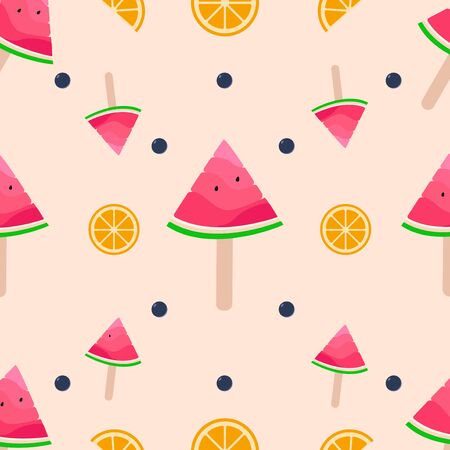illustration vector graphic pattern summer fruits water melon orangeのイラスト素材