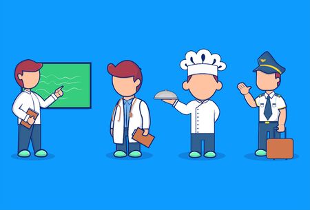 illustration vector graphic Job character icon pilot, chef, doctor, teacherのイラスト素材