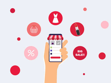 Beauty Technology Background. Icon. Online Shoppingのイラスト素材