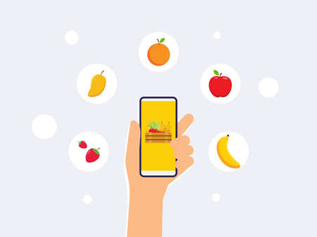 Technology Background. Icon. Online Fruit Storeのイラスト素材
